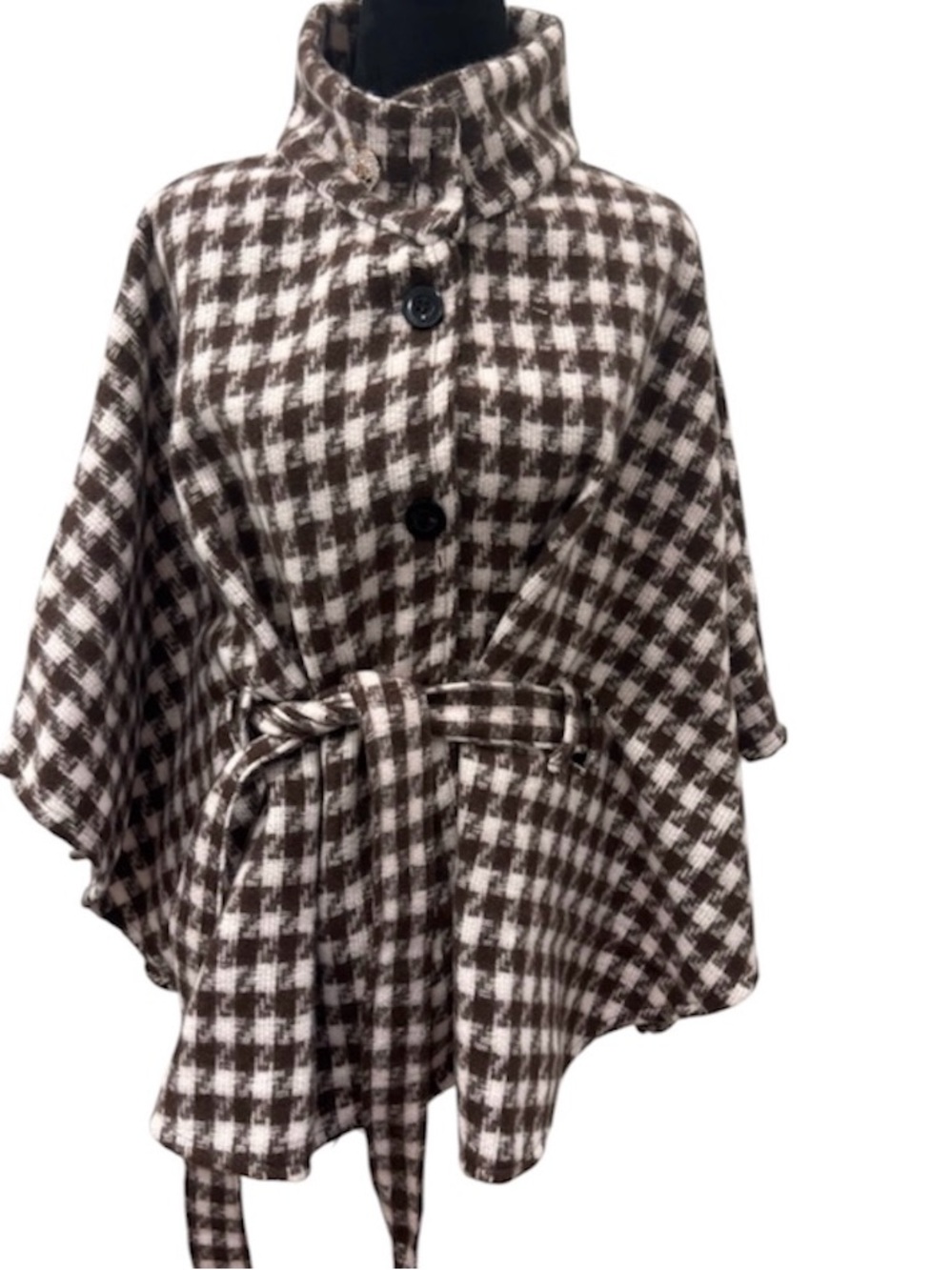 🩷🤎 NWT! JUICY COUTURE Brown & Pink Houndstooth Cape/Shawl/Poncho - One Size